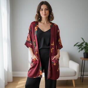 003 RB: Rue satin kimono robe size XS